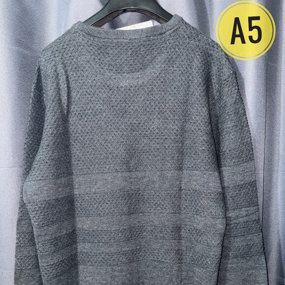 US Polo Sweatshirt Stripe Mesh Heathered Crew Neck Pull Over Good Fit Sweater L - Picture 2 of 6